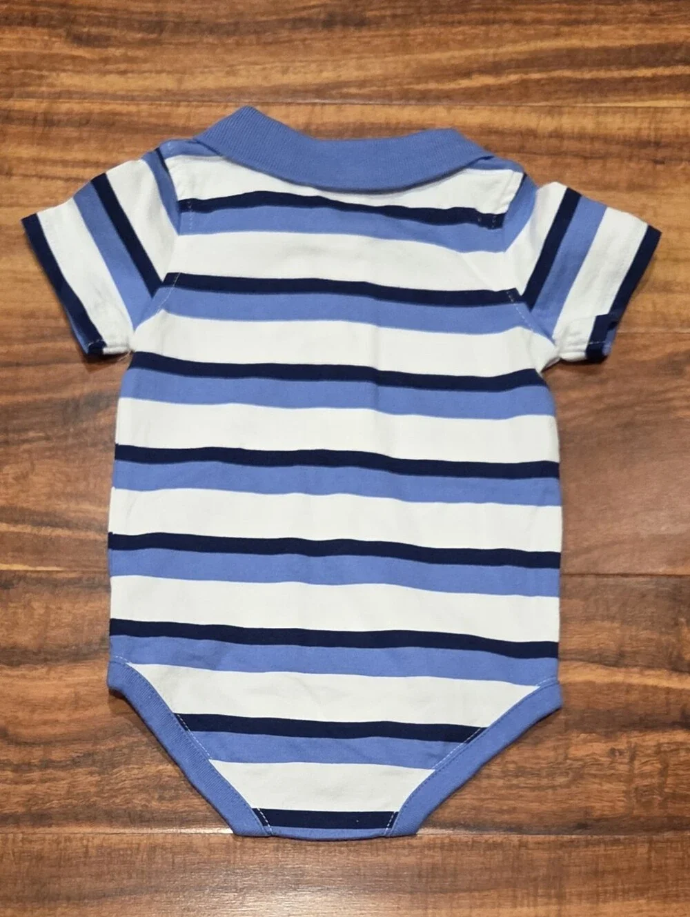 Gymboree NWT 3-6 Months Blue and White Striped Polo Bodysuit with Matching Socks